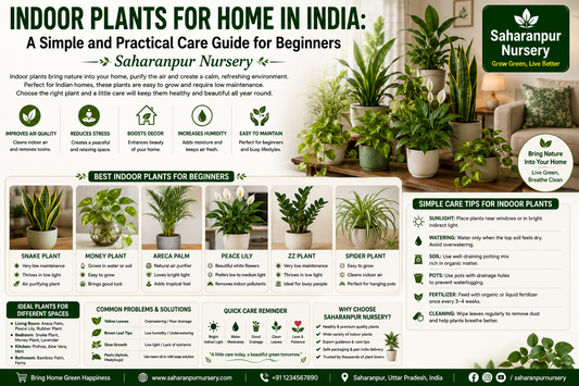 Indoor Plants for Home in India: A Simple and Practical Care Guide for Beginners | Saharanpur Nursery (2026 Guide)
