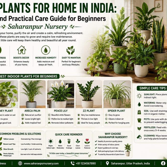 Indoor Plants for Home in India: A Simple and Practical Care Guide for Beginners | Saharanpur Nursery (2026 Guide)