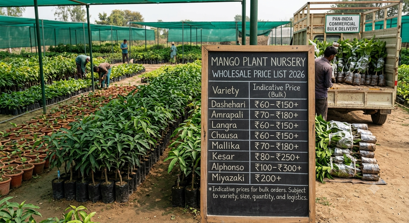 Mango plant nursery wholesale price list 2026 for Dashehari, Amrapali, Langra and Chausa mango plants
