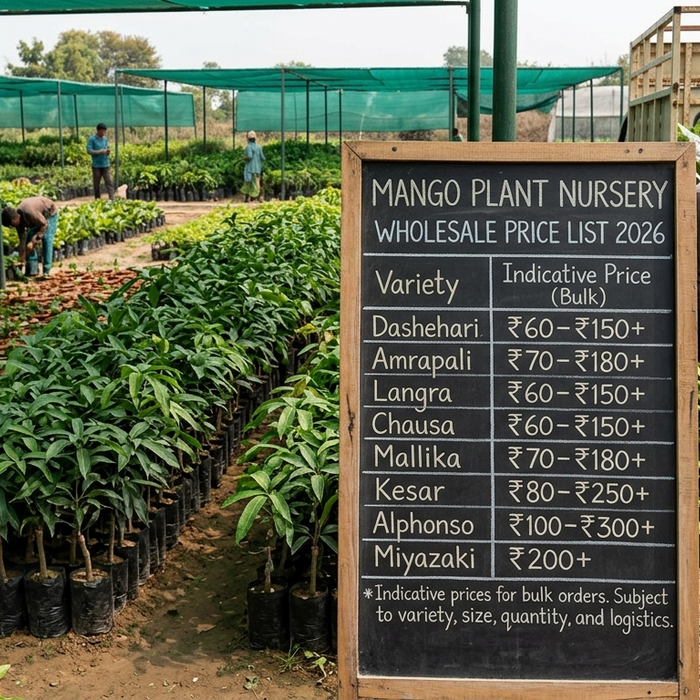 Mango plant nursery wholesale price list 2026 for Dashehari, Amrapali, Langra and Chausa mango plants