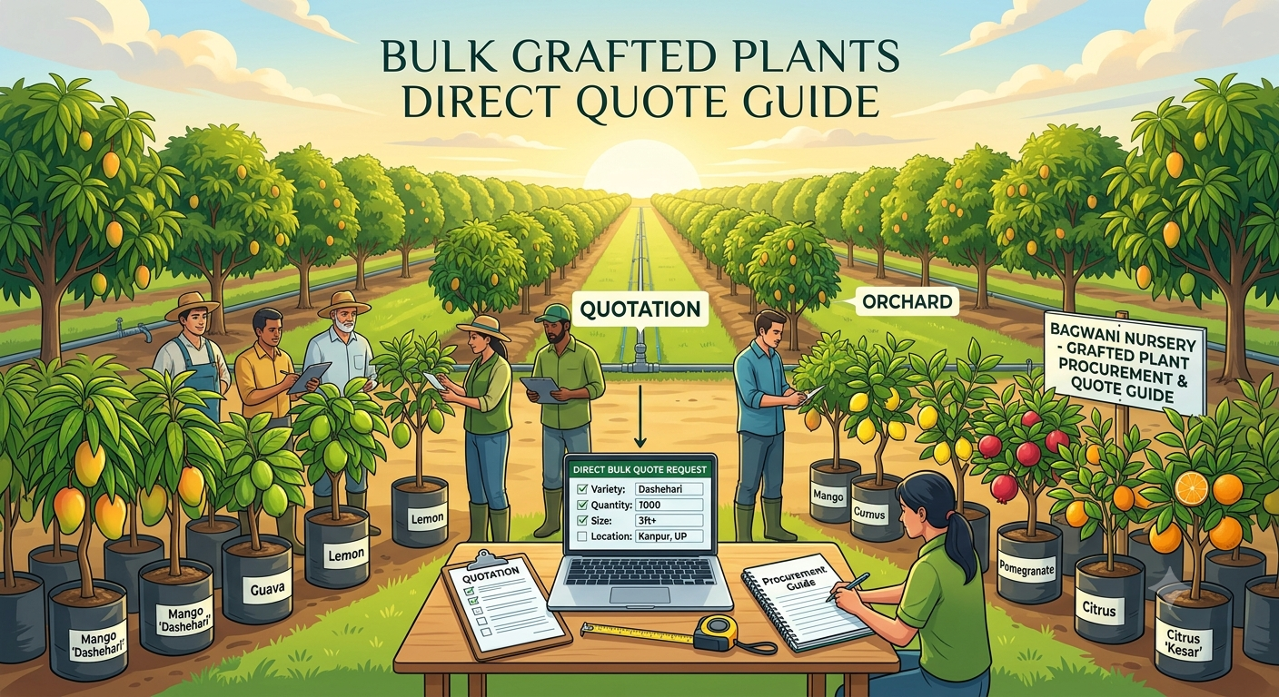 Grafted plants direct quotation and bulk procurement guide for commercial fruit orchards by Bagwani Nursery.