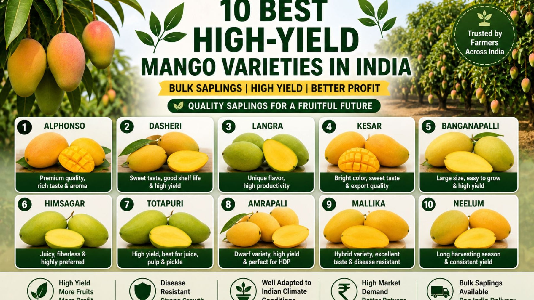 10 Best High-Yield Mango Varieties in India | Bulk Saplings Guide 2026