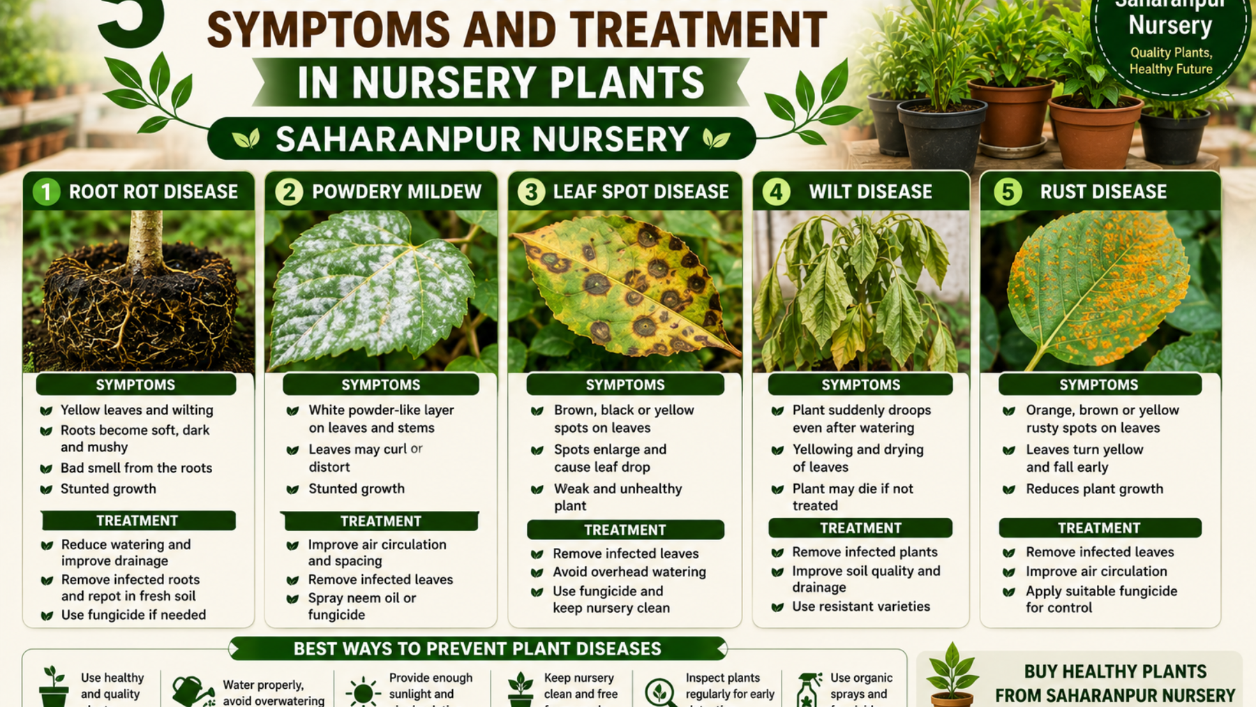 5 Common Plant Diseases: Symptoms and Treatment in Nursery Plants | Saharanpur Nursery (2026 Guide)