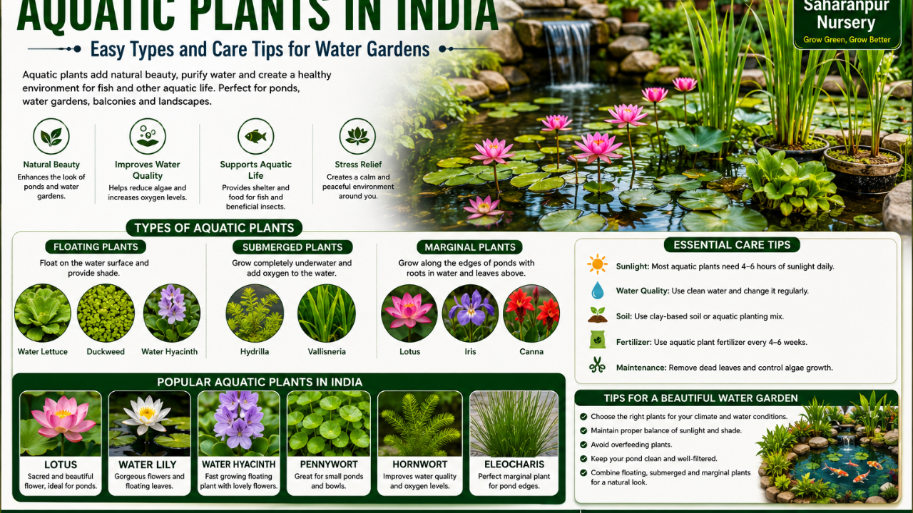 Aquatic Plants in India – Easy Types and Care Tips for Water Gardens (2026 Guide)