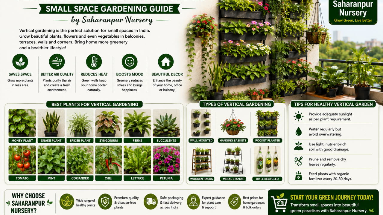 Vertical Gardening in India | Small Space Gardening Guide by Saharanpur Nursery (2026 Guide)