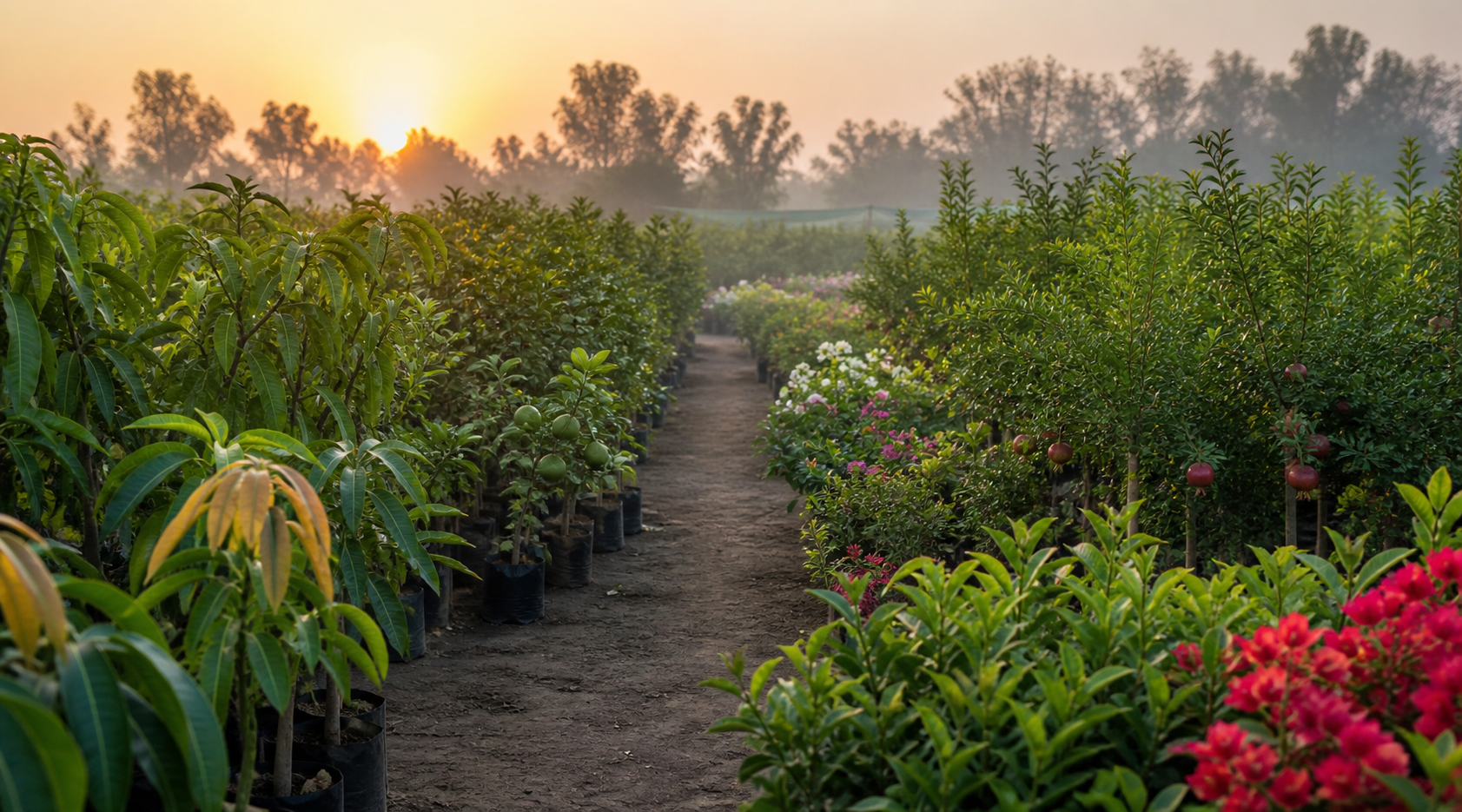 Wholesale fruit and flowering plants at Saharanpur Nursery